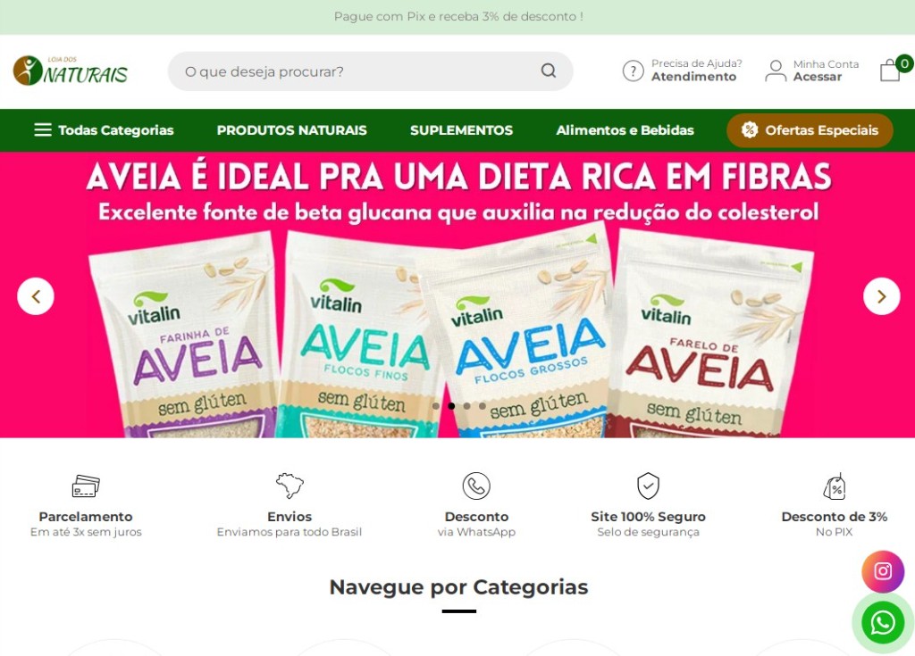 Preview do site www.lojadosnaturais.com.br