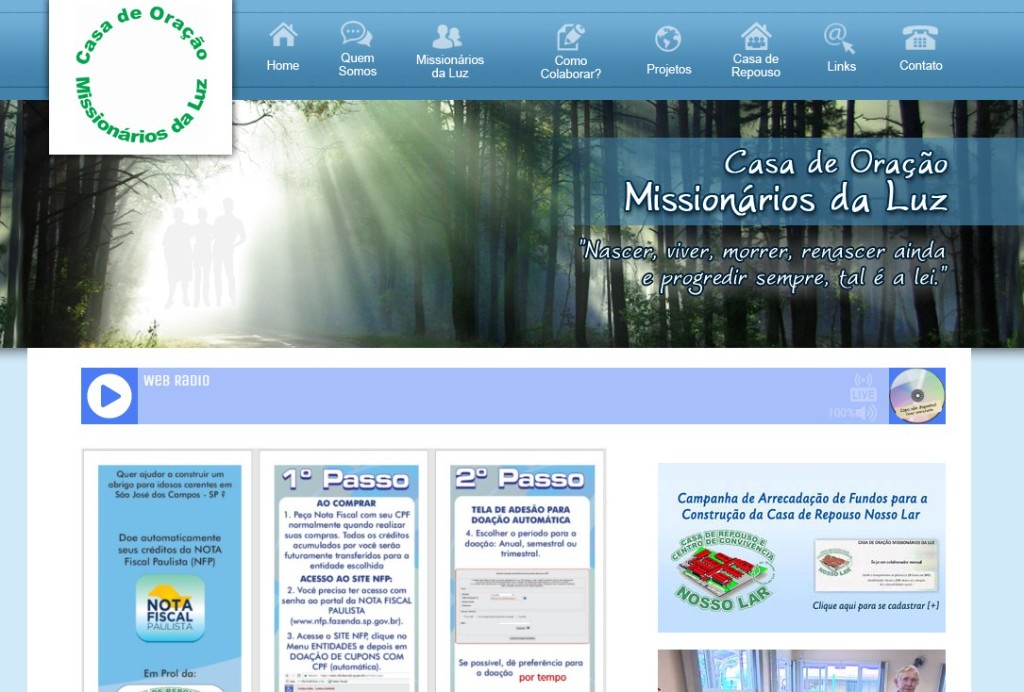 Preview do site www.missionariosdaluz.com.br